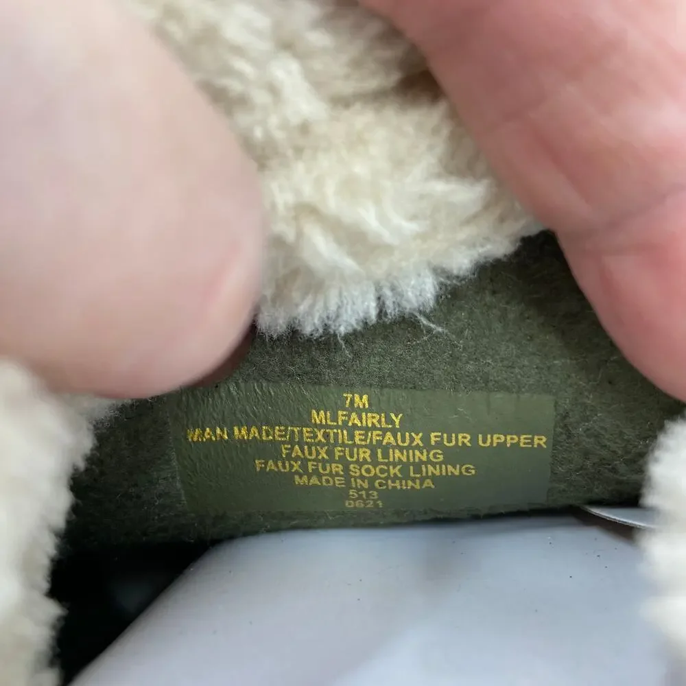 Marc Fisher Fairly Boot Size 7 Green Waterproof Winter Lace Up Faux Fur